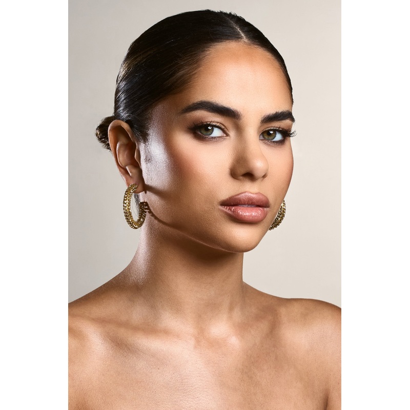 Ebony | Bronze Diamante Chunky Hoop Earrings