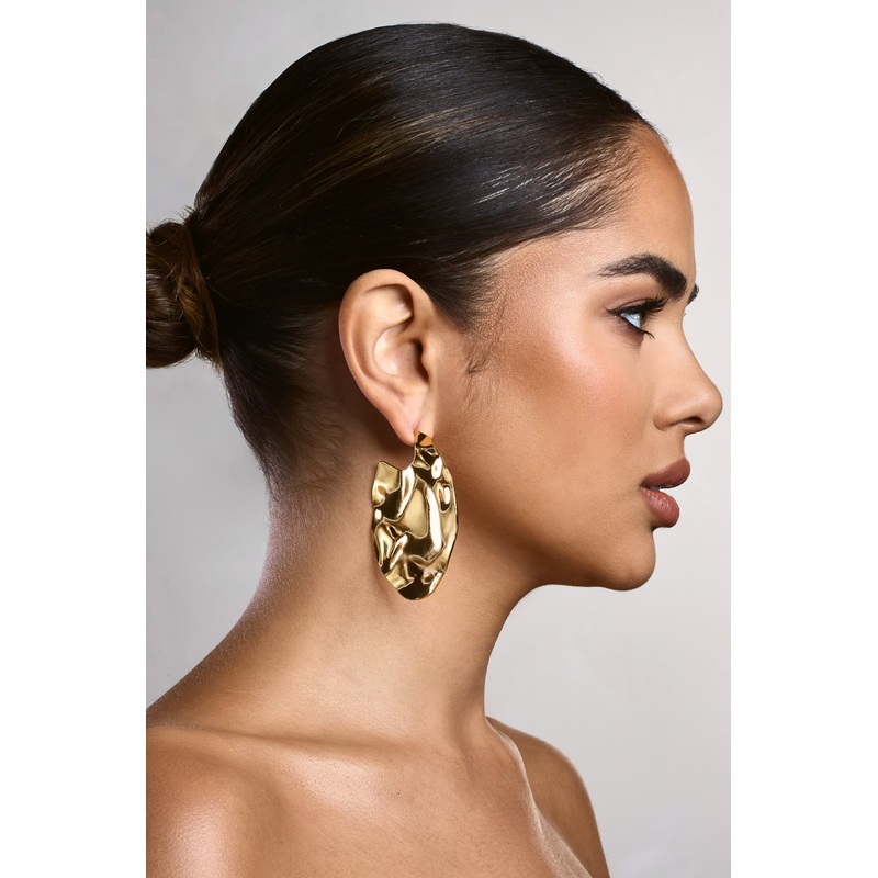 Ishani | Gold Textured Disc Earrings