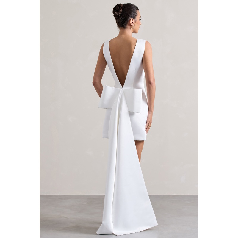 Peace | White Satin Mini Dress With Drape Detail