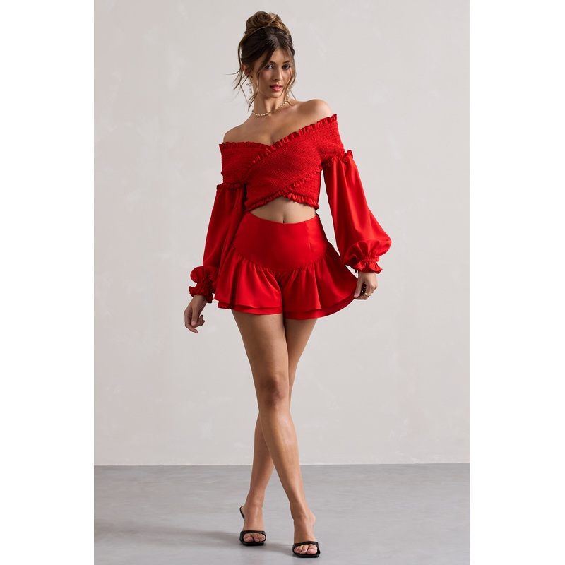 Rossana | Red Tiered Frilled Shorts