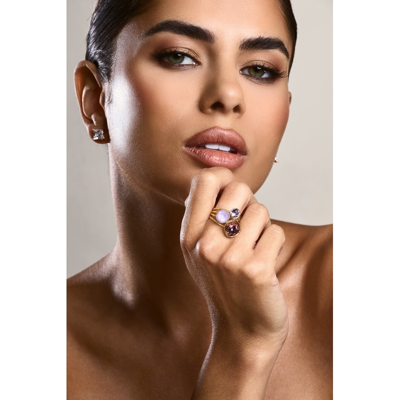 Starla | Gold & Pink Adjustable Cluster Ring