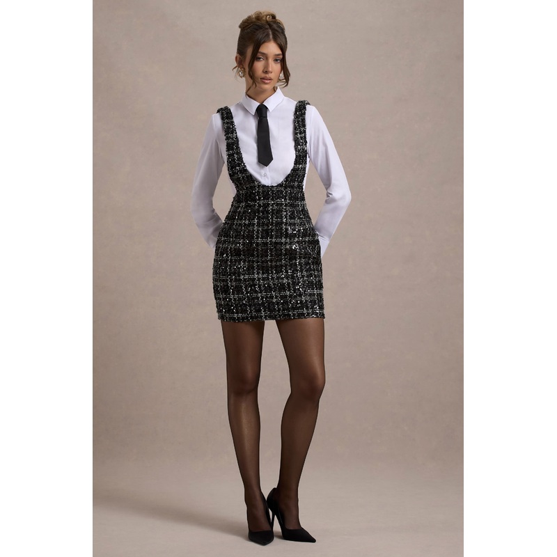 Oxford | Black Boucle Sleeveless Pinafore