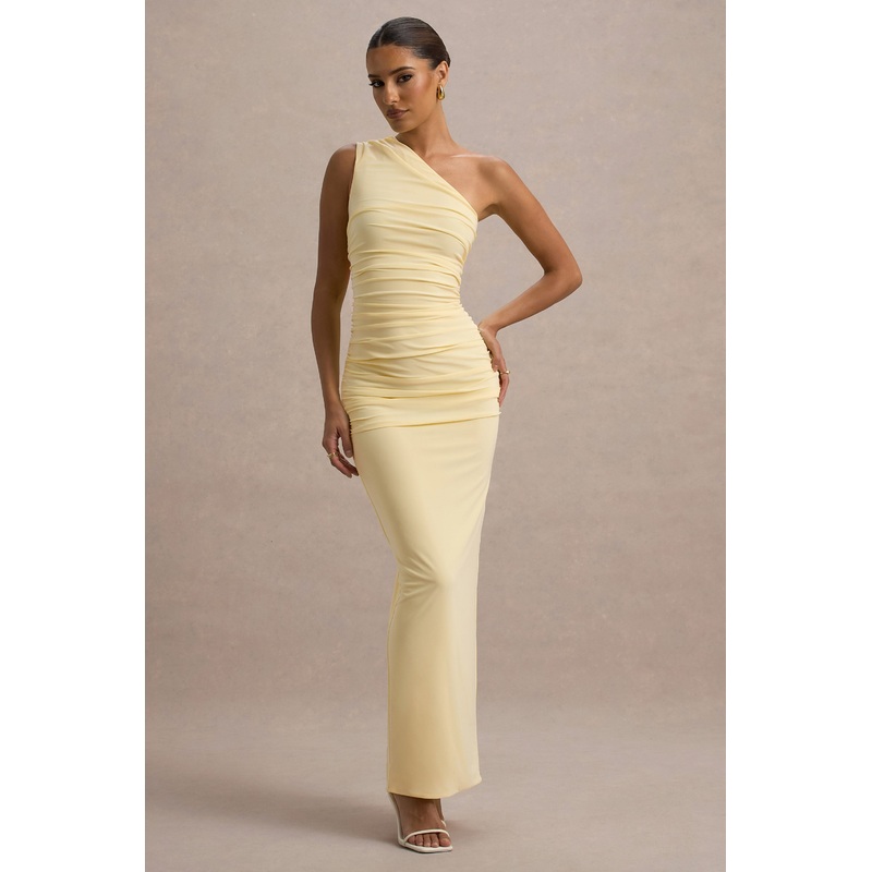 Dalarie | Lemon One-Shoulder Gathered Maxi Dress