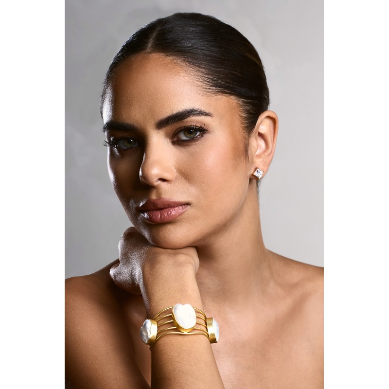 Dune | Gold Chunky Bangle With Iridescent Shells