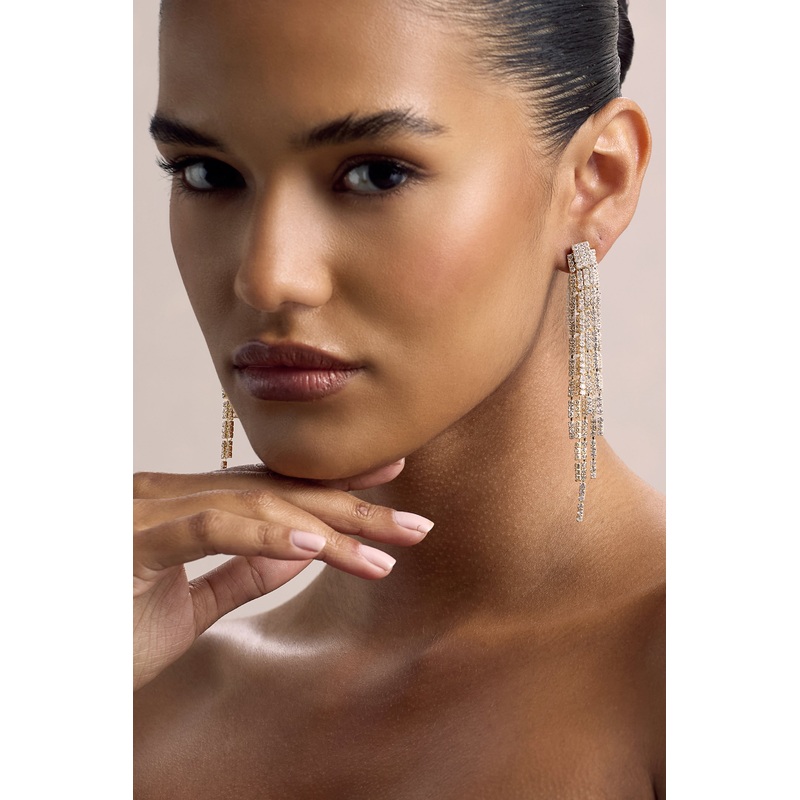 Abeam | Gold Diamante Tassel Earrings