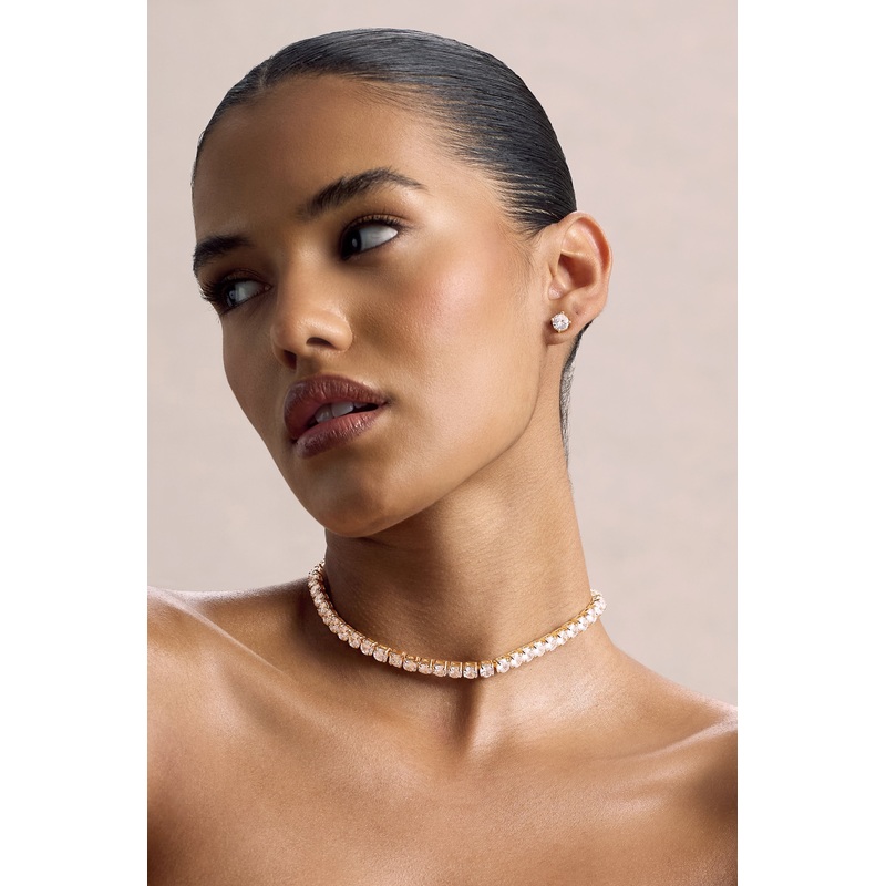 Gaze | Gold Diamante Necklace & Earrings Set